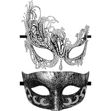 OIDEA Metalinė venecijietiška kaukė poroms: Vyrai Moterys Metalinė kaukė su akmenukais Sidabro juodo aukso kaukės poros romėnų graikų akių kaukė su akmenukais maskarado baliui Maskaradas