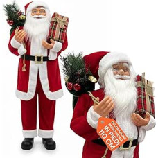 Avilia - Weihnachtsdekoration stehender Weihnachtsmann 60/110/120 cm mit traditionellem rotem Kleid und realistischen Details, gebrauchsfertig für die Dekoration Ihres Hauses und für Festliche Magie