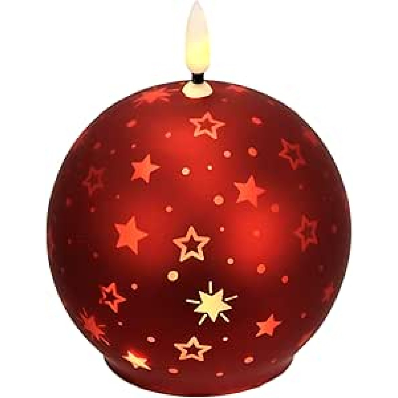 LED stiklinė rutulinė žvakė su žvaigždžių motyvais ir laikmačiu 10 cm LED žvakė Elektros šilta balta šviesa Dekoratyvinės advento žvakės Advento vainikas Kalėdų dekoracijos Valentino diena Be kvapo, be lašo, be liepsnos