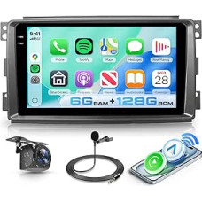 Hodozzy 4G + 128G Car Radio for Mercedes-Benz Smart Fortwo 451 2005-2010 with Wireless Carplay Android Car, 9 Inch Touchscreen Car Radio 2 DIN with Navi, Bluetooth, WiFi, DSP FM/RDS Radio, Reversing