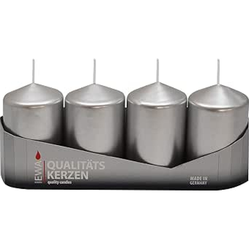 4 žvakių rinkinys Sidabrinės lakuotos žvakės Dydis apie 50 x 80 mm Advento žvakės Kalėdų žvakės Žvakės