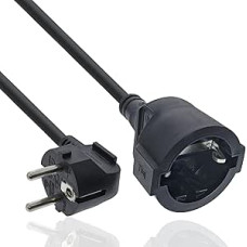 InLine Extension cable, power cable, 5 m, earthing contact plug angled/socket, H05VV-F, indoor, increased touch protection, black, 16405Y