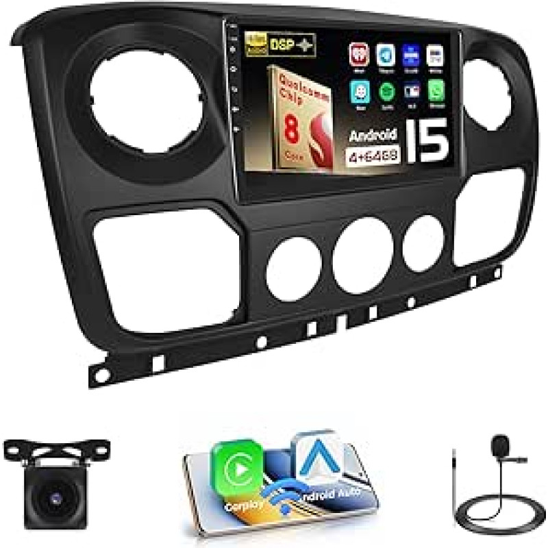 Hikity Qualcomm Snapdragon 8 Core 4+64G Android 15 Automobilinis radijas Renault Master/Opel Movano/Nissan NV400 2010 Belaidis CarPlay Android automobilis IPS ekranas 10.1 colių BT5.1 GPS WiFi FM RDS SWC DSP