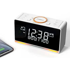 DAB/FM skaitmeninis radijo žadintuvas, 40 išankstinių nustatymų, dvigubas žadintuvas su funkcija 