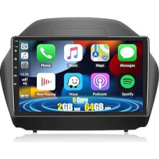 8-Core CAMECHO Android 13 Car Radio with Sat Nav for Hyundai IX35 2010-2015, 2G + 64G, 10 Inch Car Radio Touch Display with Carplay Wireless Android Car DSP RDS Bluetooth Mirror Link