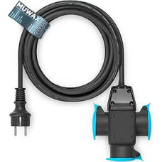 Rubber Extension Cable 20 m with 3-Way Splitter for Construction Sites, Workshop, Industry, for Durable Outdoor Use and Heavy Mechanical Stress H07RN-F 3G 1.5 mm² Black