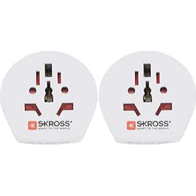 SKROSS | 1.500221-E | Kelioninis adapteris iš pasaulio į JAV | Kelioninis adapteris su amerikietišku standartiniu kištuku ir universaliu kištukiniu lizdu - apsauga nuo smūgių (2 vnt.)
