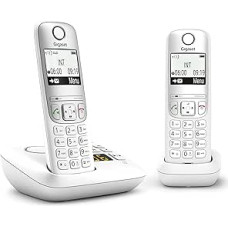 Gigaset A695A Duo - Cordless Landline Telephone with Answering Machine, 2 Handsets with Large Backlit Display for Very Readable Display, Call Blocker - White