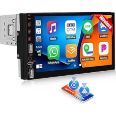 SIXTOP Wireless 1 DIN Carplay & Android Car Radio, 7 Inch Touchscreen Car Radio with Bluetooth Mirror Link EQ FM Radio USB/TF/AUX Steering Wheel Control