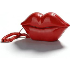 Dpofirs Landline Phone, Corded Telehone Fashionable Funny Lip Shape Phone, Desktop Landline Phone Home Decoration Birthday Gift (Red)