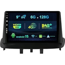 Built-in DAB+/4G HDMI 6G + 128G Double DIN Android 14 Car Radio for Renault Megane 3 2008-2014 Reversing Camera + Mic with WiFi/Carplay/DSP/RDS 9 Inch IPS