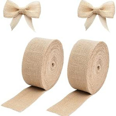 2 Rollen natürliches Juteband, Juteband, Sackleinen, braune Rolle zum Dekorieren von Hochzeitsgeschenken und Weihnachtskränzen, DIY-Nähprojekt, 2 cm x 10 m
