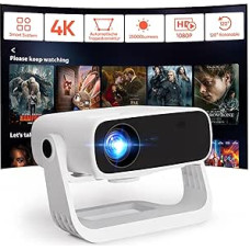2026 Išmanusis projektorius, Full HD 1080P su 4K palaikymu, 25000 liumenų, integruotos programos, 4D trapecinio iškraipymo korekcija, namų kino 4K projektorius, suderinamas su 