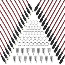 WMYCONGCONG 30PCS DC Power Pigtail Connectors 2.1x5.5mm Male and Female with 30V 10A DC Power Jack Socket 22awg for CCTV Security Camera Lighting Power