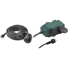 Emos Extension Cable with 2 Schuko Sockets, Double Extension, 2 Earthed Contact Sockets, Rubber Cable for Outdoor Use, IP44, H05RR-F3G 1.5 mm² (0.0023 inch²)