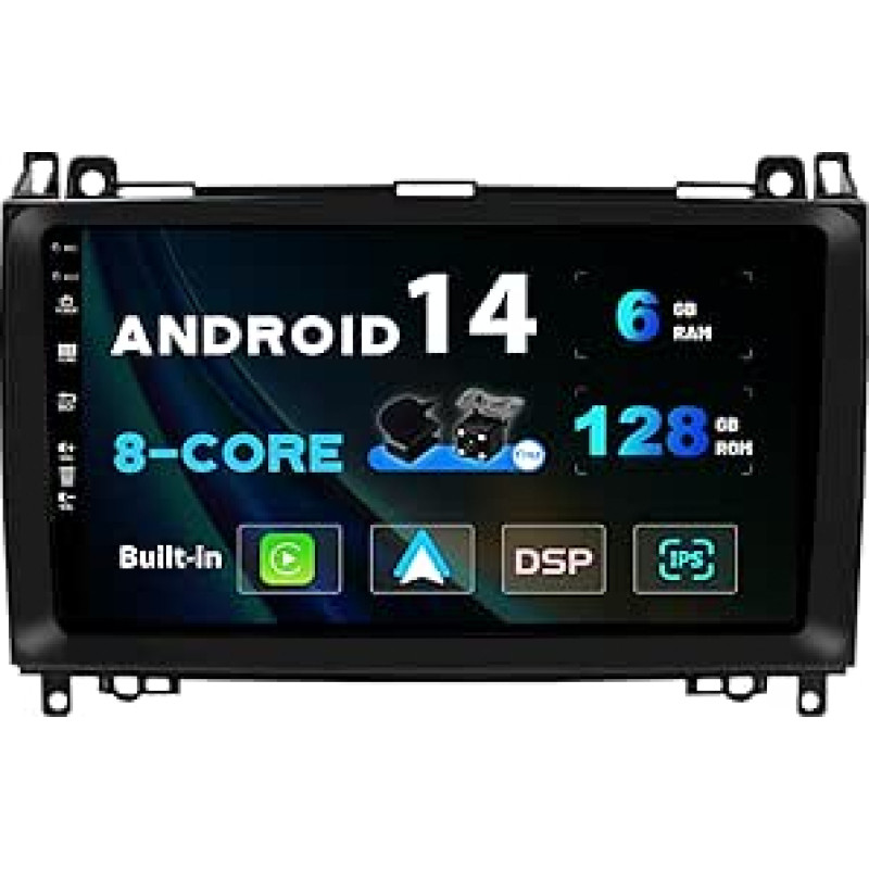 Android 13 - [6G + 128G] - IPS automobilinis radijas, tinkamas Benz W169 W245 B160 B170 B180 B200 W639 Vito Viano W906 Sprinter - Wireless Carplay/Android Car/DSP - kamera + MIC - DAB SWC WiFi -2 Din 9