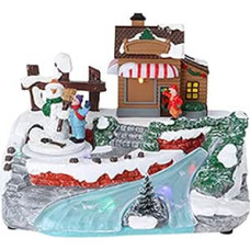 Dekoratyvinė žiemos scena su judesiu ir LED lemputėmis - 2 dizainai (asorti)