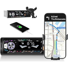 Car Radio 1 DIN Bluetooth 5.0 Radio with Phone Support, FM Radio Car Stereo 1 DIN 7 Colours Lighting, Car MP5 SWC/TF/USB/Aux