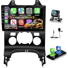 8 Core 6G+128G Autoradio für Peugeot 3008 2009-2015 mit Wireless Carplay & Android Auto, 9 Zoll Autoradio mit WiFi/GPS/Bluetooth 5.0/FM RDS Radio