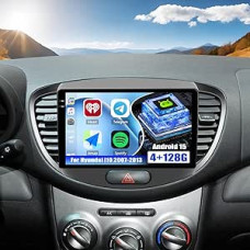 CAMECHO 9 colių 4+128G Android 15 palydovinės navigacijos automobilinis radijas Hyundai i10 2007-2013 su GPS WiFi FM RDS, belaidis Carplay Android automobilinis Bluetooth radijo imtuvas su HD jutikliniu ekranu ir atbulinės eigos kamera + Canbus