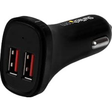 StarTech.com Dviejų USB prievadų automobilinis įkroviklis, 24 W/4,8, juodas, 2 USB prievadų automobilinis įkroviklis