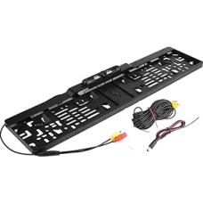 Qiilu - Number Plate Camera, License Plate Frame for European Car Numbers with Reversing Camera (Infrared)