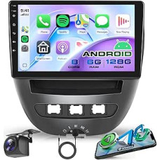 8 Core 6G+128G Wireless Carplay Android 15 Car Radio for Toyota Aygo Peugeot 107 Citroën C1 2004-2014