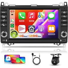 【4+128G】 Hodozzy Carplay Autoradio für Mercedes Benz Sprinter Viano Vito W169 mit USB Typ C, Autoradio Android 8 Zoll In-Cell Bildschirm mit Android Auto/WiFi/GPS/RDS/FM/Bluetooth+Rückfahrkamera