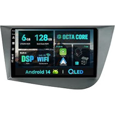 SXAUTO - 6G + 128G - Android 12 IPS automobilinis radijas Seat Leon MK2 (2005-2012) - Integruotas Carplay/Android Car/DSP - LED kamera + MIC - DAB vairo valdymas Fast Boot 360-CAM WiFi - 2 DIN 9 colių