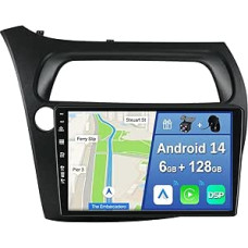 [6GB + 128GB] Android 14 automobilinis radijas Honda Civic (2006-2012) [Integruotas CarPlay/Android Car/DSP/GPS] 9 colių IPS ekranas DAB/Mirror Link/Bluetooth 5.0/360 kamera/Steering Wheel Control