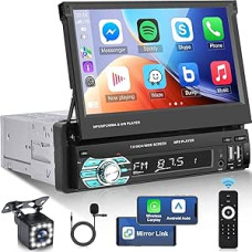 DIN 1 automobilinis radijo imtuvas su ekranu su belaidžiu 