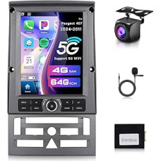 Rimoody 4G + 64G Android 15 automobilinis radijas Peugeot 407 2004-2011 9,7 colių belaidis Carplay Peugeot 407 radijas su Android FM/RDS/EQ Mirror Link Bluetooth WiFi GPS navigacija Valdymas vairu