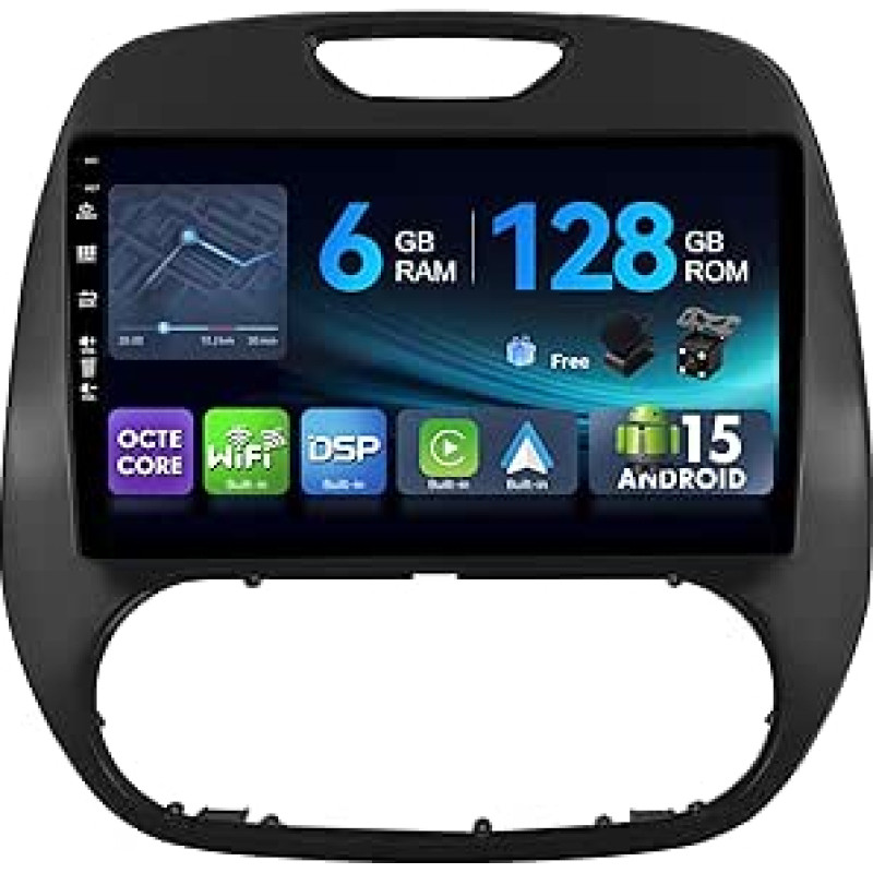 [6G + 128G, aštuonių branduolių] - MSD automobilinis radijas Renault Kaptur Captur 2014-2019 | Android 15 GPS navigacijos radijas | CarPlay Android automobilio vairo valdymas Dual Band WiFi DSP DAB | atbulinės eigos kamera MIC