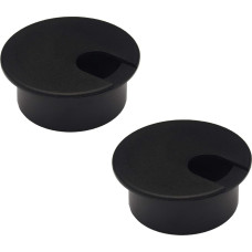 Elbe - 2 daļu kabeļu vadotne, melna galda plastmasas apaļa kabeļu kanāla urbšanas diametrs 75 mm, galda kabeļu vadotne iespiežamai kabeļu kārbai jūsu biroja galdam vai rakstāmgaldam MY11M