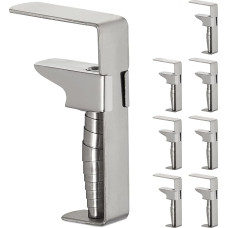 Relaxdays Table Cloth Clips, Set of 8, Adjustable Table Clips for Thick Tables, Stainless Steel, Up to 4 cm Thickness, Silver