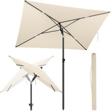 SONGMICS skėtis balkonui, sodo skėtis, stačiakampis, UPF 50+ apsauga nuo saulės, sulenkiamas, terasos skėtis, lauko sodui, terasai, paplūdimiui, krepšys, be stovo, smėlio spalvos