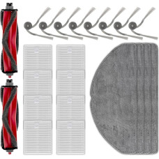 (22 vnt.) Q7 M5, Q7 M5+ atsarginės dalys, suderinamos su Roborock Q7 M5/ Q7 M5+/ Q7 L5/ Q7 L5+ dulkių siurbliu-robotu, 2 šepečių ritinėliai, 8 šoniniai šepetėliai, 8 HEPA filtrai, 4 šluotos pagalvėlės, priedų rinkinys