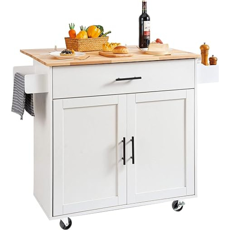 VEVOR serviravimo vežimėlis Virtuvės vežimėlis 1190 x 695 x 905 mm, 90,7 kg keliamoji galia Virtuvės sala Virtuvės spintelė vežimėlis Virtuvės vežimėlis su rankšluosčių laikikliu ir 1 stalčiumi, mikrobangų krosnelė Virtuvės vežimėlis iš medžio masyvo