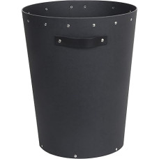 Bigso Box of Sweden ARIES Office Waste Paper Bin - Leather Handle Bin for Modern Furnishings - Office Waste Bin Made of Recycled Fibreboard - Black