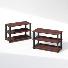 Furinno Turn-S-Tube Multi-Purpose Stackable 3-Tier Standing Shelf, Dark Cherry/Black, Set of 2