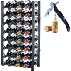 Wine Rack - Wine Cabinet - Wine Bottle Holder - Wine Storage - Black - Powder Coated Steel - Metal - Bottle Rack - Industrial Style (45 x 20 x 80 cm (32 Bottles))