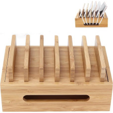 Natural Bamboo Charging Station Organizer Bamboo Charging Station for Multiple Devices Mobile Phone Dock Bamboo Wood Portable Tablet Computer Organizer Storage Box