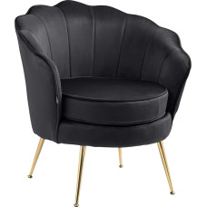 CLP Rosita fotelis, minkštas fotelis su aksominiu užvalkalu, aukso spalvos metalinis rėmas, spalva: juoda