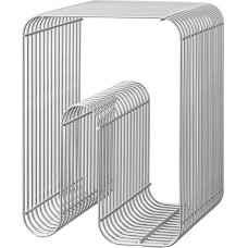 Metalinis šoninis staliukas, šoninis staliukas su žurnalų laikikliu, sofos staliukas mažoms erdvėms, modernus naktinis staliukas svetainei ir miegamajam (33 x 33 cm)