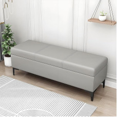 Suoliukas, suoliukas su laikymo vieta, suoliukas su laikymo vieta miegamajame, osmaniškas suoliukas su laikymo vieta, paminkštintas suoliukas su laikymo vieta ir sėdima vieta miegamajame, svetainėje (šviesiai pilka,