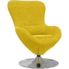 vidaXL Šiuolaikinis geltonas fotelis su pagalvėle Pasukamas fotelis, skirtas skaitymui ar poilsiui Pliušinis poliesterio paminkštinimas Stilingas dizainas Tvirtas metalinis rėmas Jaukus