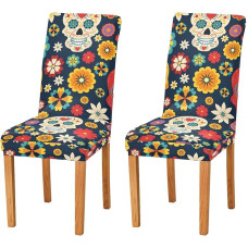 Skull Flower Chair Covers Halloween Chair Covers Set Dining Room Stretch Dining Chair Slipcover Restaurant Hotel Removable Washable Kitchen Chair Protector Cover