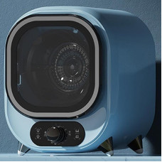 Maža kondensacinė džiovyklė su nerūdijančiojo plieno būgnu, kompaktiška mini sukamoji džiovyklė, kompaktiška sukamoji džiovyklė, vėdinama, skirta butams ir bendrabučiams, mėlyna