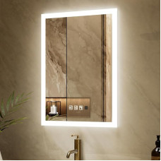 LED Bathroom Mirror, Makeup Mirror, Wall Mounted, Human Induction, Bluetooth, Anti-Fog, IP44 Waterproof + Vertical & Horizontal (50 x 70 cm)