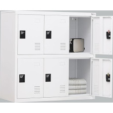 MECOLOR Metal Storage Cabinet with Lock Latch, Employee Locker Filing Cabinet for Home Office, Small Lokcer with 6 Doors for Living Room (White)